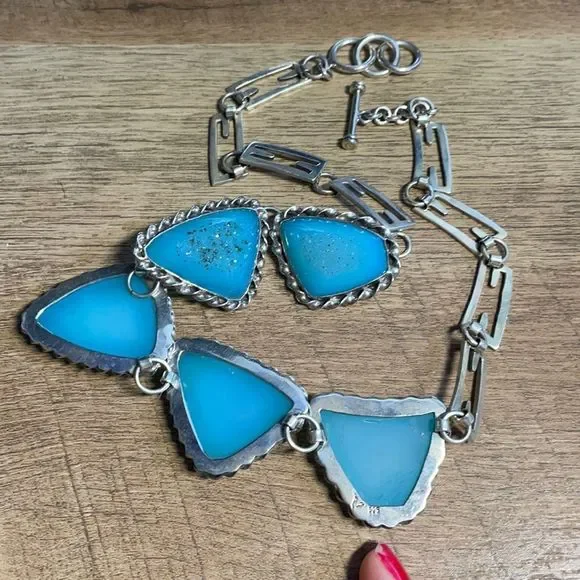 💰Artisan made SS 925 Druzy necklace twisted bezel